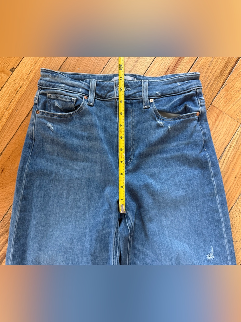 PAIGE Anessa Wide Leg Jeans Med Wash Womens Size 27 High Rise Stretch Distressed - Picture 13 of 15